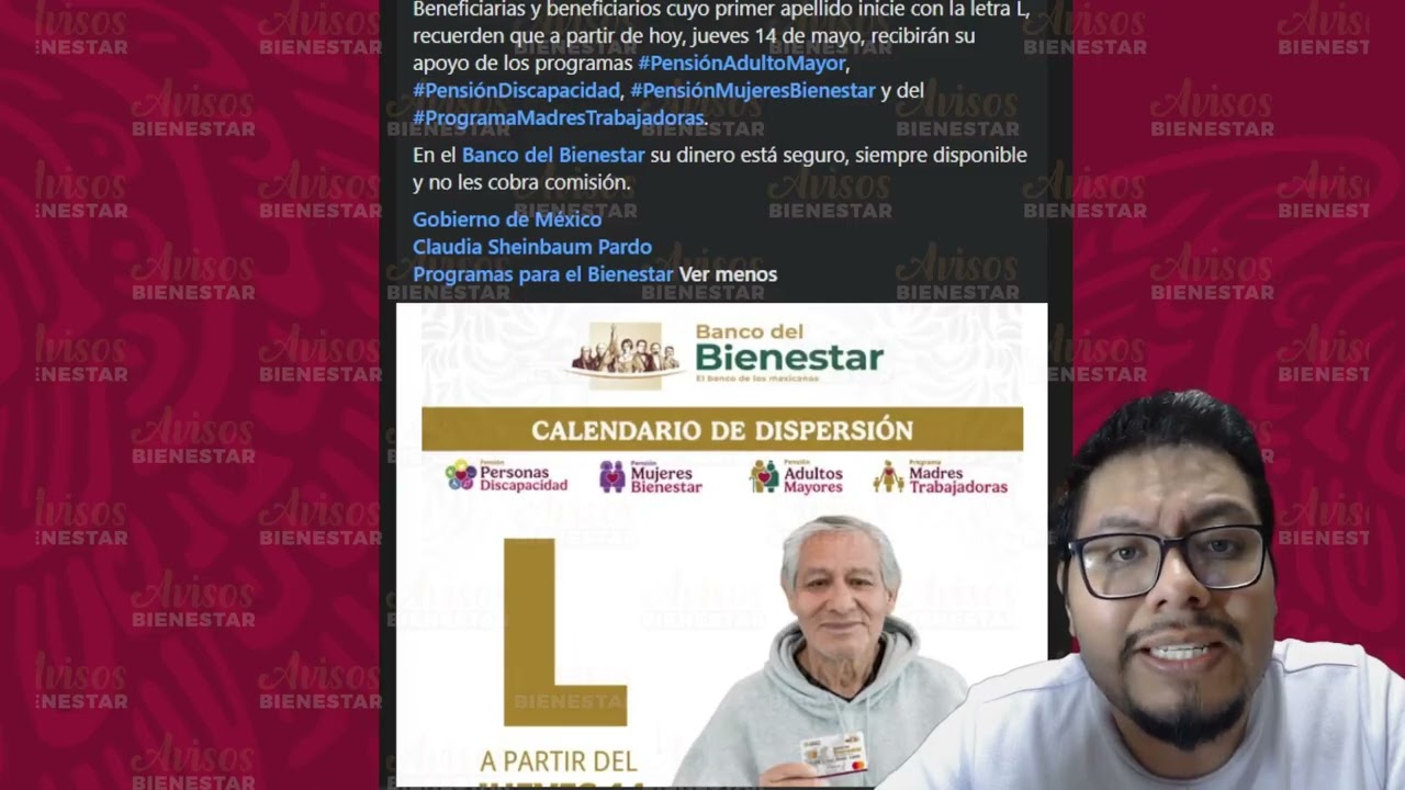 ¡HOY 14 DE MAYO! pago de la pensión bienestar adultos mayores con letra de apellido ?