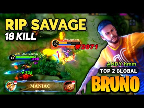 RIP SAVAGE! Bruno Best Build 2023 [ Bruno Gameplay Top Global ] By ANDY hmm  - Mobile Legends