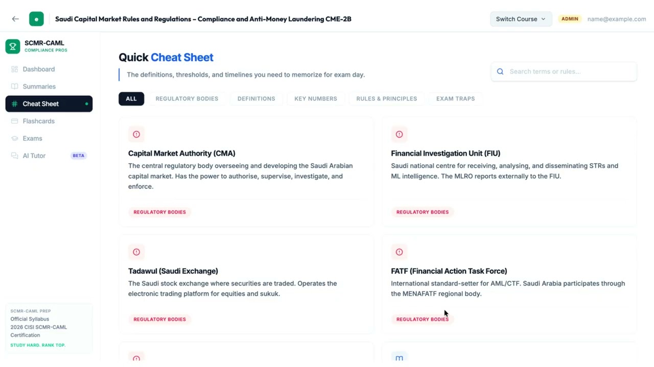 Preview of Saudi Capital Market Rules and Regulations – Compliance and Anti-Money Laundering CME-2B