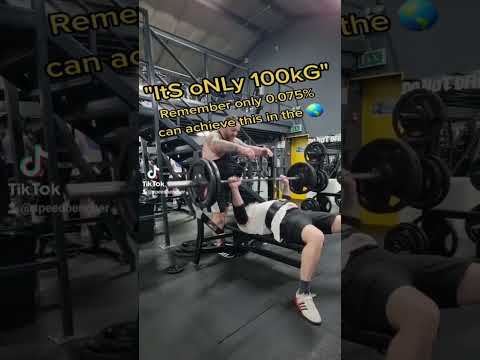 Only 0.075% of people can bench press 100kg in the world. Can you?? #benchpress #fitness #gym