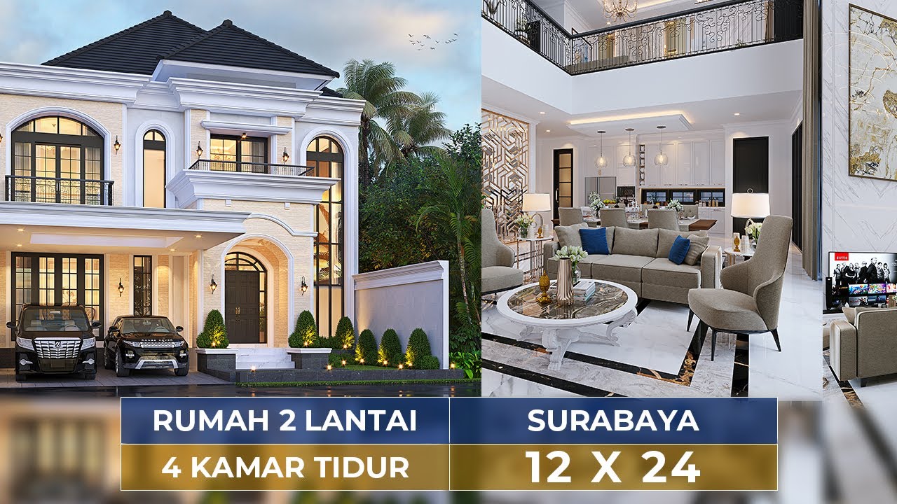 Video 3D Desain Rumah Klasik 2 Lantai Ibu FNY 1425 - Surabaya