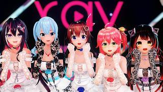 【Hololive MMD／4K60fps】ドレス衣装のホロライブ0期生全員🐻💿🤖⚒🌸☄で『Ray』#mmdホロライブ