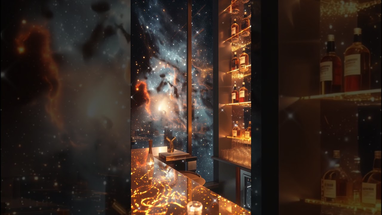 星空を眺める黄金のバー【癒しのヒーリング映像】 #癒し #リラックス #バーの癒し #星空