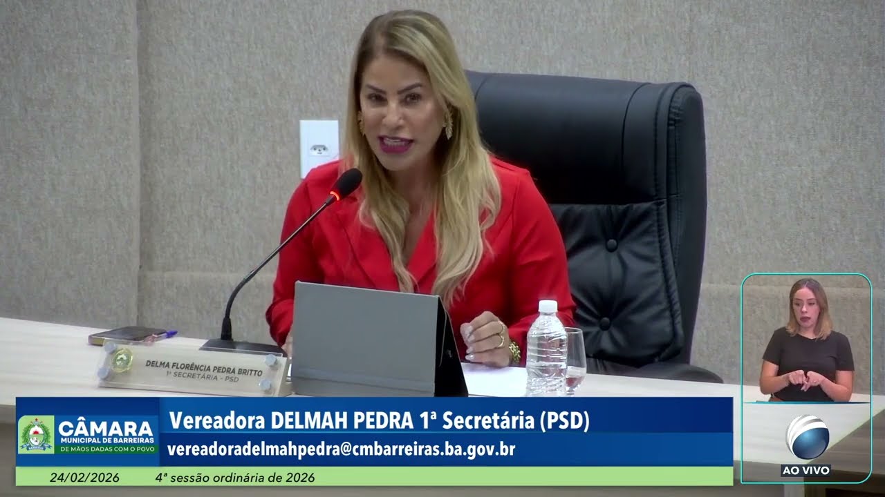 Discurso vereadora Delmah Pedra 24022026 – Plenário da Câmara de Barreiras