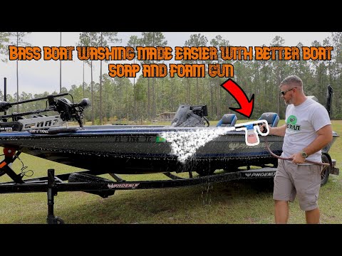 Bass boat washing made easier with better boat soap and foam gun