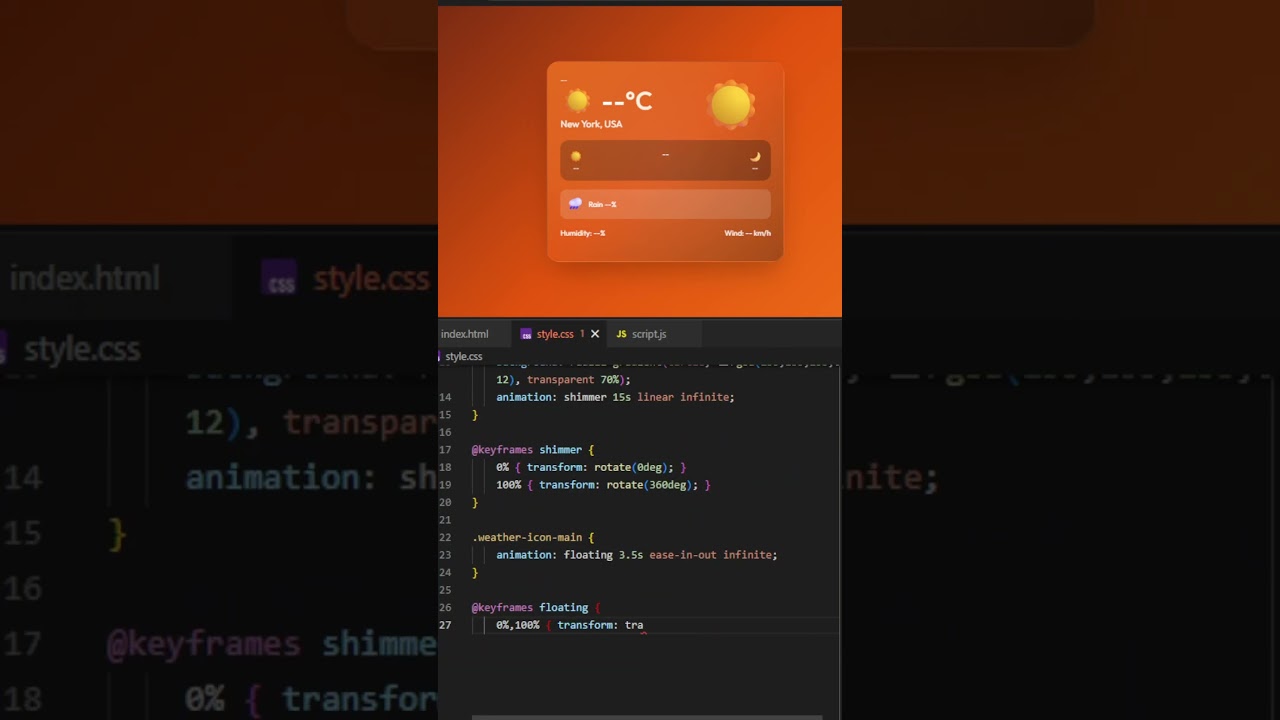 Build a Stunning Weather App - Free API #tailwindcss
