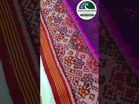 Red & Purple Bandhej Patola Single Ikat Chaniya Choli Dupatta 8 Ply Silk