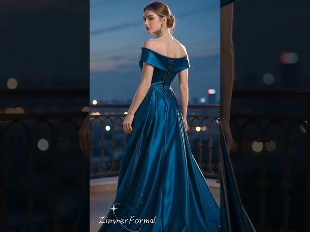 The Off-Shoulder Teal Gown That Turns Every Room Into a Runway