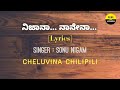 Nijaanaa Naanenaa Song In Kannada Lyrics Sonu Nigam Feel The Lyrics Kannada Cheluvina Chilipili