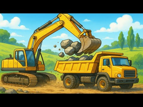 Rock Hauling Mission 🚜 – Excavator and Truck Working Together | Construction Vehicles Adventure