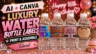 Custom Water Bottle Labels Using AI + Canva | Beginner Friendly