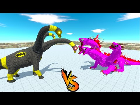 3x HEADED BATMAN BRACHIOSAURUS vs 5x HYDRA HEAD DEATH MAZE  - Animal Revolt Battle Simulator