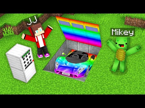 JJ and Mikey UNLOCKED a SECRET RAINBOW GARAGE in Minecraft!