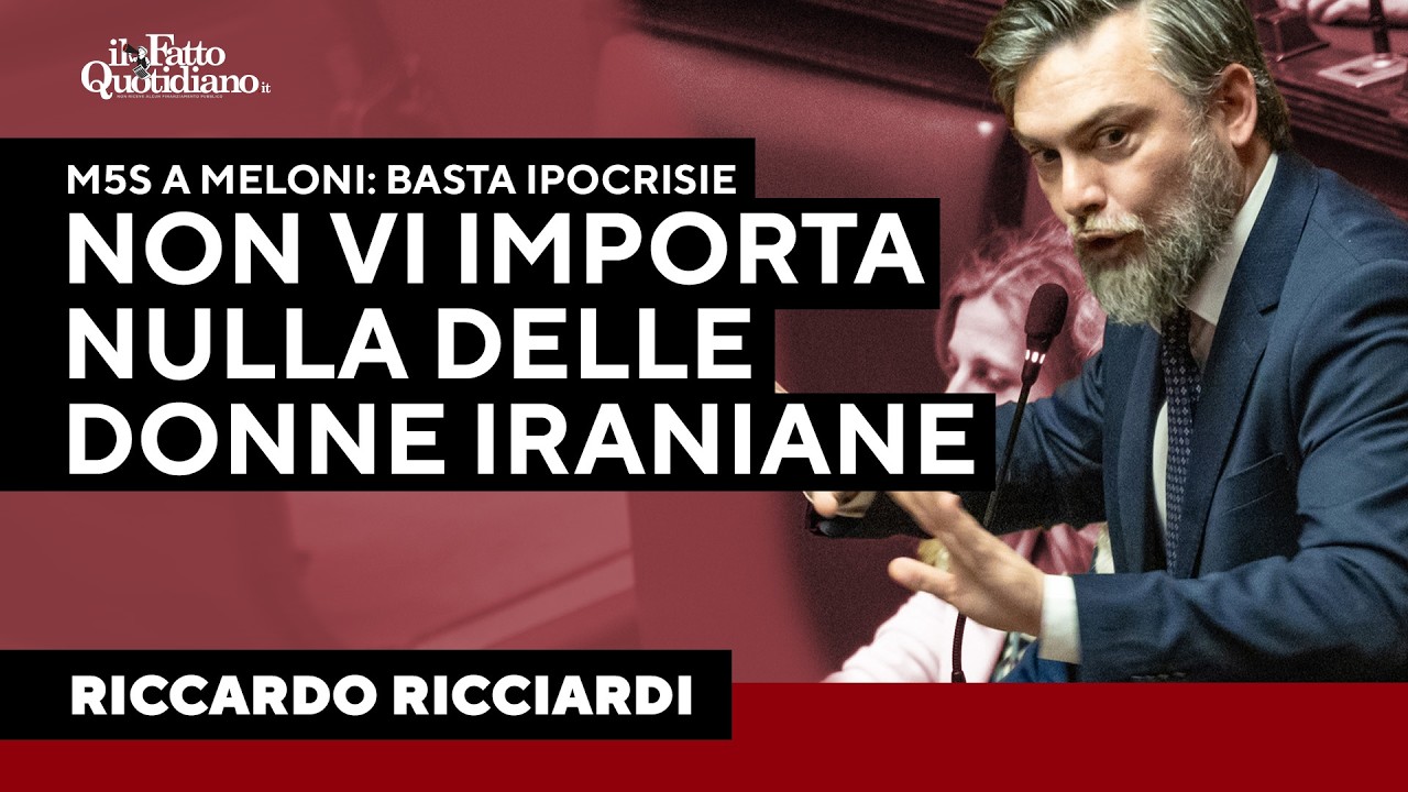 Intervento da applausi di Ricciardi: "Basta ipocrisie. Non vi interessa nulla delle donne iraniane"