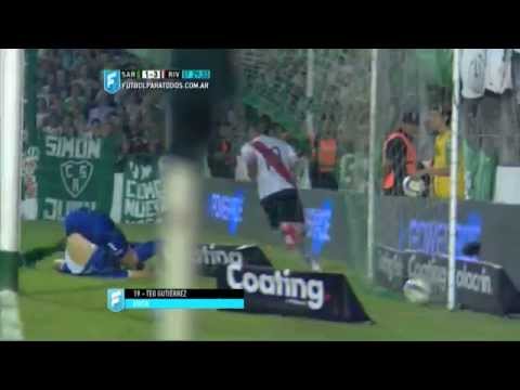 Gol de Teo Gutiérrez. Sarmiento 1 - River 3. Fecha 1. Primera División 2015. FPT