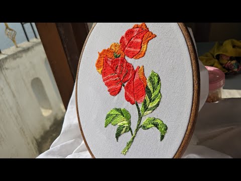 Stunning Floral Hand Embroidery Step-by-Step | Easy Satin Stitch Design#Embroidery #handbroidery 