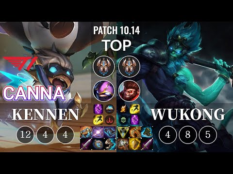 T1 Canna Kennen vs Wukong Top - KR Patch 10.14