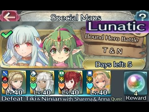 GHB/BHB quests : Sharena & Anna Vs. Tiki  & Ninian (F2P units No SI but Seal)