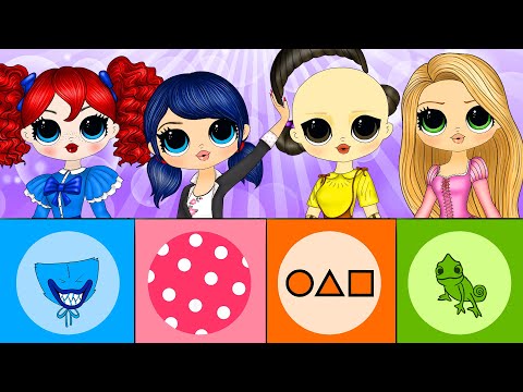 Ladybug, Squid Game Doll, Poppy Playtime and Rapunzel Clothes Switch Up - DIY Paper Dolls & Crafts