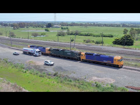 7731V Grain Train Locomotives Refuel At Gheringhap (20/10/2022) - PoathTV Australian Railways