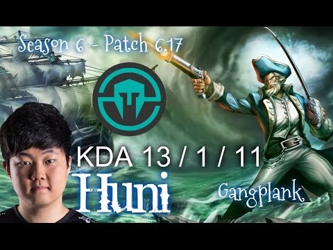 IMT Huni GANGPLANK vs EKKO Top - Patch 6.17 NA Ranked | League of Legends