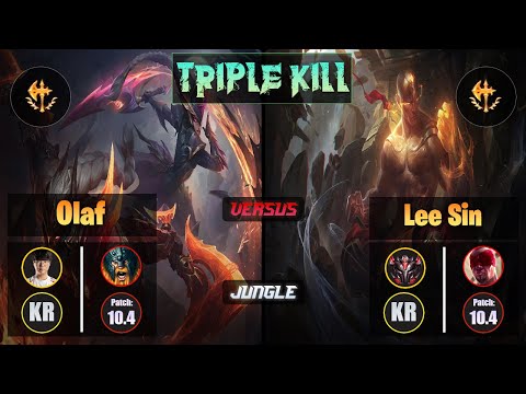 Haru OLAF (Jungle) [Conqueror] VS LEE SIN - Grandmaster KR Patch 10.4 Triple Kill
