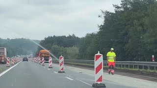 Traffic Beacons Closing The Right Lane For Road Work
