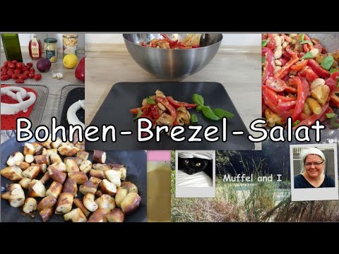 Bohnen - Brezel - Salat, Salat mit gebratenen Butterbrezeln #oceansapart #diversity
