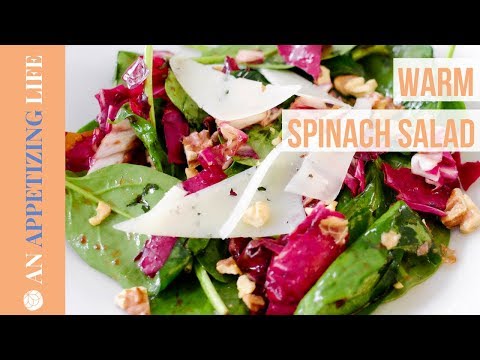 Warm Spinach Salad with Manchego Cheese and Walnuts