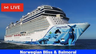 SHIPS TV - Norwegian Bliss & Fred Olson Balmoral Departing Port of Southampton (LIVE)