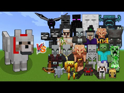 Tamed Wolf vs Every mob in Minecraft (Java Edition) - Minecraft Dog vs All Mobs