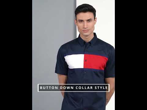 TOMMY HILFIGER Men Color Block Casual Blue Shirt Buy TOMMY - Main Image