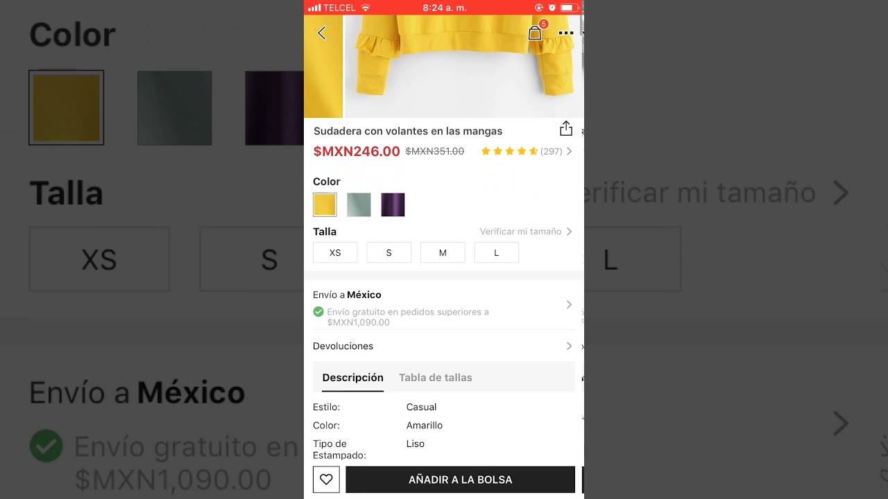 Sudadera con hombros caídos con volantes 💛💛💛