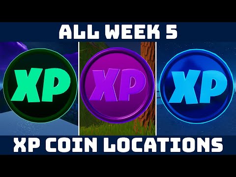 ALL XP COIN LOCATIONS WEEK 5 - Green, Purple & Blue Coins [Fortnite Season 3]