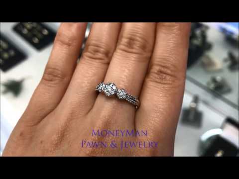 MoneyMan Pawn Jewelry - White Gold Three Stone Diamond Cluster Ring