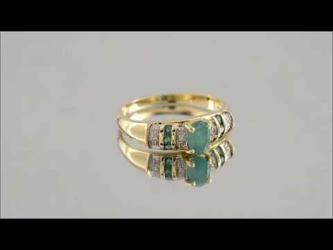 9ct Gold Emerald And Diamond Dress Ring - D7507