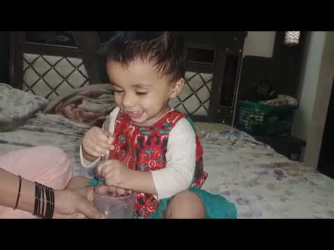 Cute Baby Warisha home made Ice cream