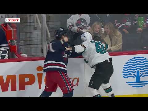 NHL Fight - Sharks @ Jets - Gadjovich vs Lowry - 11/11/2021
