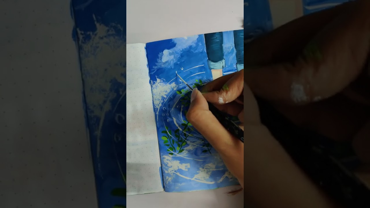 Watch me paint Ghibli scenes #short #shorts #shortsvideo #youtubeshorts