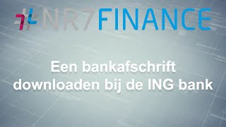 NR7Finance - Een bankafschrift downloaden bij ING