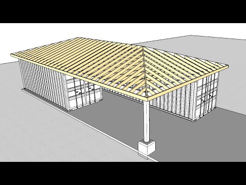 Hip Roof Over a 40' and 20' Shipping Containers