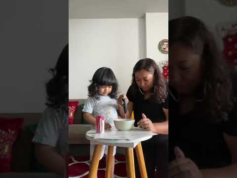 Abel’s first video with Mommy — make strawberry ice cream from scratch