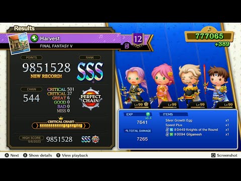 Theatrhythm Final Bar Line : FFV - "Harvest" - Supreme Difficulty Perfect Chain