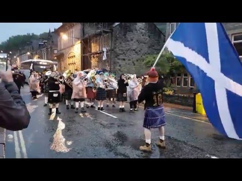 Tartan Brass marching in Delph, Whit Friday 2016