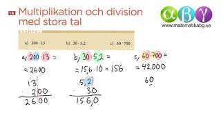 G 1.6 Multiplikation och division med stora tal