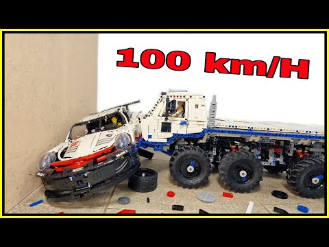LEGO Technic Porsche CRASHES Into Giant Truck at 🚨 80 KM/H 🚨 car CRASH test