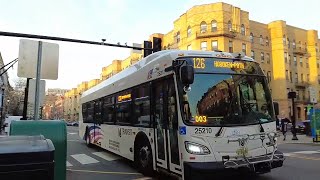 Walking and riding bus in Hoboken | NJ Transit bus 126 | Washington St to the Terminal