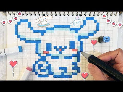 Challenge To Draw Cinnamoroll  with Pixel Art | How to Draw Cinnamoroll Easy | Sanrio