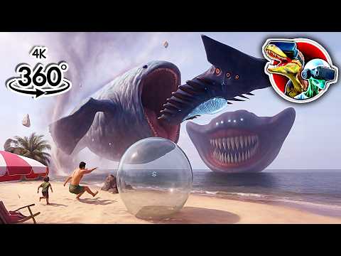 360 Bloop Eat El Gran Maja, Leviathan & Julia Beast Sea Monster from Water ball | 360 video 4K