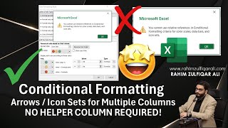 Conditional Formatting - Arrows on Multiple Column with Relative References - NO HELPER COLUMNS